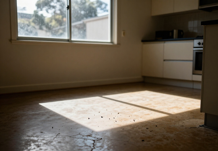 Cockroach infestation in a Hinchinbrook kitchen before treatment